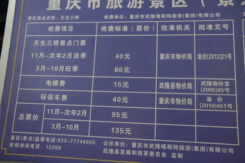 重庆武隆旅游景点门票多少（重庆武隆旅游景点门票多少一张）